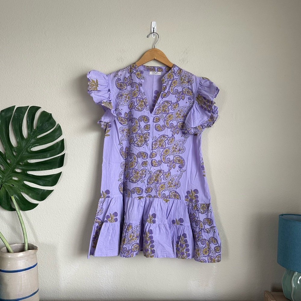 Anandi Joshi Lavender Block Print Mini Dress